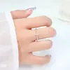 Anillo de Circonita de Trébol de Cuatro Hojas, Anillo de Flor de Cuatro Hojas de la Suerte, Estilo Moderno y Sencillo, Banda Delgada, Anillo Abierto de Estrella de Cuatro Puntas Cruzada