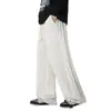 Pantalones de chándal rectos de nuevo estilo para primavera y otoño para hombre, corte holgado, pantalones largos de pierna ancha fluidos de color liso con capas laterales, pantalones largos casuales deportivos para hombre