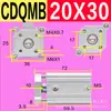 Cilindro CQMB CDQMB20 25 32 40 50 63 80-10-20-30-50Z Tipo fino de três eixos com haste de guia