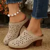 Sandalias de tirón con plataforma de tacón grueso para mujer de talla grande, nuevo estilo de verano 2026, sandalias ligeras y transpirables para exteriores para mujer