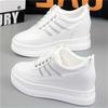 Zapatos blancos de primavera y verano 2023 para mujer suela gruesa aumento 8CM cuero transpirable zapatos casuales moda coreana zapatos de plataforma zapatos de tabla