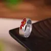 Anillo de loto esmaltado de plata pura S999 para mujer, estilo chino clásico, temperamento auspicioso, rico, flor de peonía, boca abierta