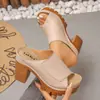 Sandalias de Verano 2026 Comercio Exterior Talla Grande de una Sola Tira Tacón Grueso Suela Gruesa que Aumenta la Altura Boca de Pez Abiertas en la Punta para Playa al Aire Libre para Mujer
