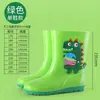 Botas de chuva infantis na altura da panturrilha para 1-16 anos, galochas impermeáveis com desenho de dinossauro, sapatos impermeáveis antiderrapantes de sola macia, sapatos de borracha azuis para meninos e meninas