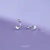 Pendientes colgantes versátiles en forma de corazón de plata pura 999 para mujer, Pendientes de gancho de rosca con cuentas redondas estilo Ins, Joyería de plata pura personalizada al por mayor