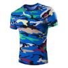 Cross-border Factory Atacado Masculino 3D Print Manga Curta T-Shirt Top Tamanho Grande Masculino Crewneck Camuflagem T-Shirt
