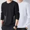 [Esencial de Otoño] Camiseta de Manga Larga con Cuello Redondo, Color Sólido Versátil de Corte Holgado para Hombre, Top Informal de Marca de Moda para Otoño