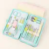 Caja de Cuero Set de 7 Piezas de Herramientas de Belleza para Manicura Fabricante Regalo Impresión de Logo Cortauñas Set de Cortauñas