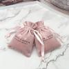 Pantalones de Terciopelo Rosa con Bolsillo de Solapa con Cordón Bolsa de Embalaje para Joyería Bolsa con Cordón Portátil para Productos de Belleza Bolsa Pequeña de Tela de Terciopelo