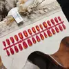 6-20-2Uñas postizas cortas de escalera/cortas/medianas/largas ovaladas/delgadas para puntas de perro con cuentas de cristal y efecto ojo de gato, manicura prefabricada