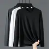 Camiseta de manga larga para hombre, capa interior de otoño para hombre, camiseta base elástica de corte holgado, camiseta estampada estilo coreano ins para hombre