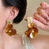 Pendientes de Flor Difuminada Estilo Resort para Mujer, Pendientes Retro Franceses Super Hada, Lujo Accesible, Gama Alta, Joyería para Orejas Elegante y de Moda