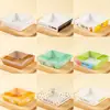 Caja Cuadrada Desechable Personalizada de Papel para Sushi Caja de Papel para Papas Fritas Alitas de Pollo Caja de Papel para Llevar Caja de Snacks con Tapa de Plástico Transparente