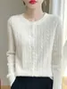 Jaqueta Cardigan de tricô branco torcido transfronteiriça para mulheres, novo estilo coreano de outono, top justo de manga comprida