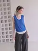 Verão novo nicho único e estiloso design versátil camisola de falso conjunto de duas peças top sem mangas feminino moderno