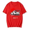 Camiseta JDM Coche Derrape Rx-7 Atardecer Top para Hombre Dibujo Animado Estampado Algodón Verano Casual Camiseta Gráfica Talla Europea