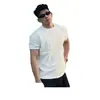 Camiseta Trendy Estilo Americano com Punho Preto para Homens, Fitness Elástica Slim-Fit Secagem Rápida Manga Curta Verão Camiseta Masculina