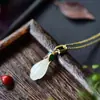 Colar de Prata de Lei 925 com Jade Hetian Magnólia Pingente Feminino Pingente Antigo Simples Vintage Esmalte Jade Clavícula