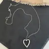 Collar de Corazón de Bambú Coreano Sin Etiqueta Estilo Minimalista Simple Cadena Larga para Suéter de Corazón Hueco de Nicho