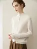 Estilo simples, gola alta, cardigã 100% cashmere puro, suéter de tricô de abotoamento simples feminino, suave e versátil, suéter de inverno moderno