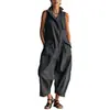 Verano 2026 Nuevo Ropa Femenina Europea y Americana Casual para el Trabajo Color Sólido Cuello en V Mono Romper Simple a la Moda