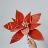 Flores de Natal Simuladas, Flores com Pó Dourado, Decorações para Árvore de Natal, Pingentes, Arranjos para Festa Temática de Natal, Flores Decorativas de Natal