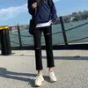 Nuevos Jeans Negros de Pierna Recta Ajustados con Abertura para Mujer Primavera 2026, Aptos para Personas Petites, Adelgazantes, Versátiles, de Cintura Alta, Estilo Cigarrillo