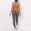 Pantalones de yoga ajustados de una pieza con cordones europeos y americanos de secado rápido transpirables para mujer con arrugas en la cadera melocotón para fitness deportivo