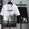 Moda de Verano para Hombre Nuevo Traje de Seda de Hielo de Marca Trendy Ins Casual Verano Versátil Camiseta Holgada Juvenil para Hombre