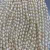 Cuentas de arroz roscadas de 4-5 mm, perlas naturales de agua dulce sin flores, accesorios de joyería para collar y pulsera.
