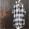 2021 Camisa de Roupa Protetora Solar Feminina de Comprimento Médio Tamanho Grande Roupa Feminina Solta Modeladora Moda Camisa Xadrez Jaqueta Casual Feminina