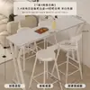 Mesa Alta Cor Creme para Uso Doméstico, Divisória de Parede, Mesa Casual Minimalista de Pernas Altas para Apartamento Pequeno, Mesa Alta e Cadeiras Brancas Puras para Sala de Jantar