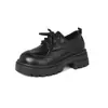 Zapatos de plataforma retro con cordones de encaje de moda 2026, mocasines de tacón medio para primavera/otoño, zapatos de vestir individuales para mujer de estilo nuevo, estilo británico