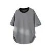 Moda Trendy Transfronteriza Camiseta de Verano para Hombre de Manga Corta con Rayas Blancas y Negras Cuello Redondo Camiseta Versátil Casual de Media Manga