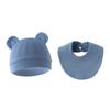 2024 Novo Conjunto de Chapéu de Bebê e Babador para Saliva Chapéu com Capuz de Orelha para Recém-Nascido Babador de Algodão Puro Chapéu Fetal
