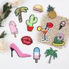 Bordado por Computadora de Cocoteros, Cactus, Piñas y Hamburguesas; Parches Bordados para Chaquetas de Plumas y Pantalones; Parches Hechos a Mano para DIY