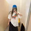 Camiseta de Manga Corta Estampada de Algodón Puro Estilo Retro Americano Ropa de Verano para Mujer 2026 Nuevo Top Holgado Casual Versátil para Mujer