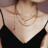 Collar con personalidad europea y americana para mujer, cadena de ancla con personalidad de celebridades de Internet, cadena de clavícula multicapa, colgante elegante con borla de acero de titanio, joyería