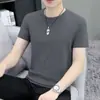 Camiseta de manga corta para hombre con cuello de jardín, verano, coreana, ajustada, base, camiseta de media manga Joker para hombre, una generación de cabello