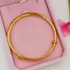 Pulsera redonda lisa de latón dorado con baño de oro, joyería de oro de imitación, fabricantes directos, pulsera soldada para damas al por mayor