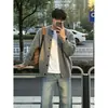 Suéter cárdigan gris claro para hombre, atuendo otoñal tipo esposo, tejido, estilo perezoso, holgado, casual, travieso, guapo, chaqueta