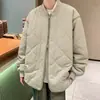 Chaqueta de Algodón Simple de Invierno Abrigo Delgado de Algodón para Hombre de Corte Holgado Retro Japonés Patrón de Diamantes Chaqueta de Algodón Casual de Moda