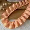 Acessórios com Renda, Renda Franzida Xadrez Vermelho, Bainha de Saia DIY, Borda de Punho, Material Pregueado