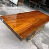 Mesa de Chá Okan de Madeira Maciça Placa Grande Estilo Chinês Mesa e Cadeira de Escritório para Chefe Combinação de Troncos