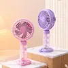 Ventilador de Mano Mini Transparente con Mango, Carga USB, Tres Velocidades de Viento, Ventilador de Escritorio Creativo y Divertido con Base