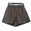 Pantalones Cortos de Piel de Oveja Genuina para Mujer 2026 Nuevo Estilo Europeo de Cintura Alta Adelgazantes de Pierna Ancha Pantalones de Cuero Haining Moda Tendencia