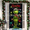 Venta Caliente Transfronteriza Verde Navideño Grinch Divertido Cortina de Puerta Tela de Fondo Decoración de Fiesta Festiva Arreglo para Sesión de Fotos Fuente