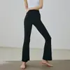 Pantalones de yoga acampanados de cintura alta holgados para mujer, nylon fitness alta elasticidad deportivos para exteriores lulu pantalones de yoga, efecto alargador de piernas