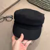 Gorra Newsboy Informal de Mezclilla Simple Coreana Moda Retro de Ala Plana Versátil Gorra de Calle Gorra Newsboy Gorra Azul Marino Gorra de Pintor