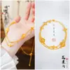 Pulsera y Collar del Mismo Estilo de Puzuo Gold Store, Oro Arena Incrustado con Diamantes, Huajian Road, Moda Femenina, Lujo Accesible, Joyería Versátil para Novia
